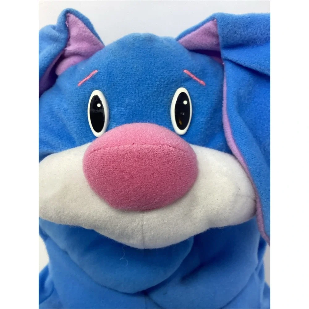 Vintage Fisher Price 1998 Rumple Puppy Plush Blue Pink Nose
